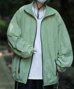 Men's UPF50+ Sun Protection Casual Top, Loose Fit Stand Collar UV Protection Shirt for Summer Outdoor Activities