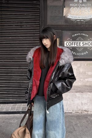 Men's Vintage American High Street PU Leather Jacket with Fur Collar, Thick Mountain Eagle Design for Winter Fashion