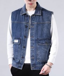 Men's Vintage American Workwear Vest - Casual Loose Waistcoat for Spring & Autumn, 2025 Style, Retro Fashion