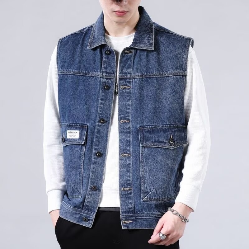 Men's Vintage American Workwear Vest - Casual Loose Waistcoat for Spring & Autumn, 2025 Style, Retro Fashion Men's Vintage American Workwear Vest - Casual Loose Waistcoat for Spring & Autumn, 2025 Style, Retro Fashion