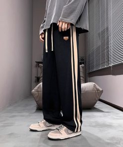 Men's Vintage Casual Loose Straight Pants, Spring Autumn High Street Fashion Sports Sweatpants, 90s Inspired Long Trousers