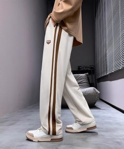 Men's Vintage Casual Loose Straight Pants, Spring Autumn High Street Fashion Sports Sweatpants, 90s Inspired Long Trousers