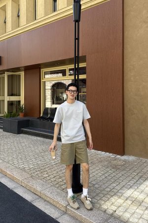 Men's Vintage Khaki Cargo Denim Shorts - Summer Loose Casual Versatile Style