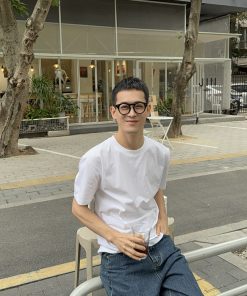 Men's Vintage Minimalist Solid Color Fitted Short Sleeve T-Shirt - American Summer Style Basic Top