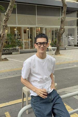 Men's Vintage Minimalist Solid Color Fitted Short Sleeve T-Shirt - American Summer Style Basic Top