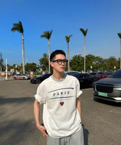 Men's Vintage Paris Letter Print Short Sleeve T-Shirt - Loose Casual Top for Summer, Y2K Style