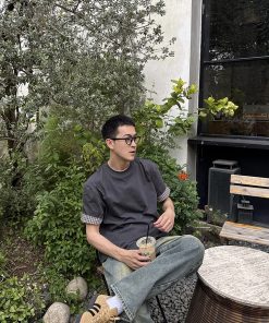 Men's Vintage Plaid Spliced Short Sleeve T-Shirt - American Style Round Neck Loose Fit Summer Top