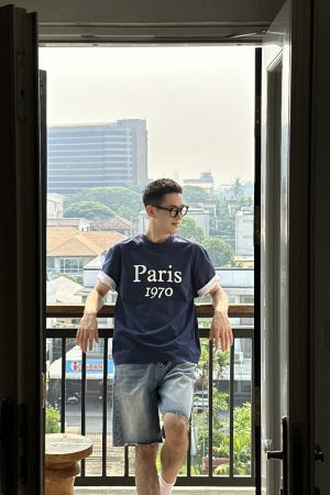 Men's Vintage Printed T-Shirt Set - Casual Loose Fit Summer Short Sleeve Top, Retro American Style