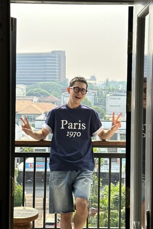 Men's Vintage Printed T-Shirt Set - Casual Loose Fit Summer Short Sleeve Top, Retro American Style