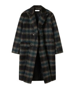 Men's Winter Long Woolen Coat - 2025 New Loose Fit Mid-Length Plaid Trench Coat in American Style
