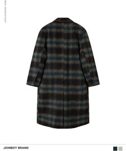 Men's Winter Long Woolen Coat - 2025 New Loose Fit Mid-Length Plaid Trench Coat in American Style