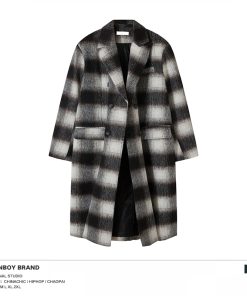 Men's Winter Long Woolen Coat - 2025 New Loose Fit Mid-Length Plaid Trench Coat in American Style