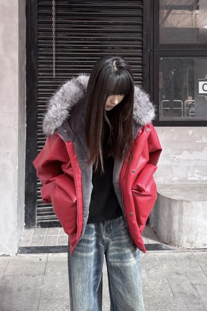 Men's Winter PU Leather Mountain Eagle Jacket with Fur Collar, Thickened Cotton Outerwear, High-Design, Premium Feel, Y2K Style