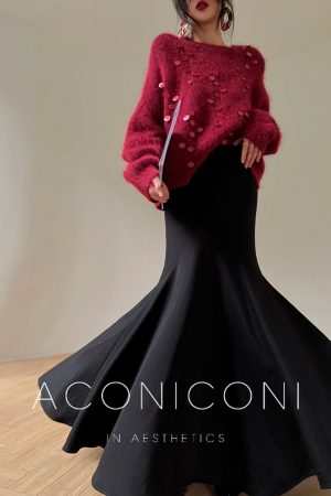 Mermaid Muse Bodycon Fish Tail Skirt for Women, Elegant High Waist Midi Skirt, Slim Fit, Chic Niche Fashion, 90s Inspired Style