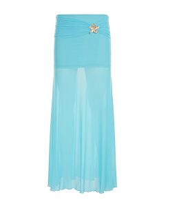 Mermaid Underwater Star Metal Buckle Low Waist Sheer Mesh Spliced Long Skirt - Trendy Y2K Aesthetic Fashion