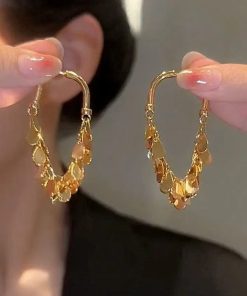 Metal Sequined Tassel Earrings for Women - High-End Punk Studs, Light Luxury Ear Accessories, Niche Fashion Statement