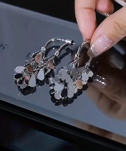 Metal Sequined Tassel Earrings for Women - High-End Punk Studs, Light Luxury Ear Accessories, Niche Fashion Statement