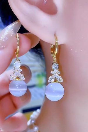 Micro-Inlaid Zircon Gradient Bead Drop Earrings - Light Luxury Fashion Jewelry for a Slim Face, Perfect for Everyday Wear