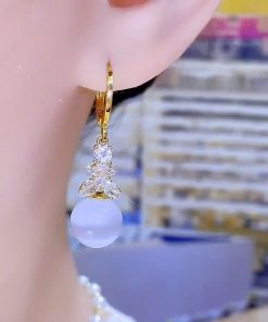 Micro-Inlaid Zircon Gradient Bead Drop Earrings - Light Luxury Fashion Jewelry for a Slim Face, Perfect for Everyday Wear