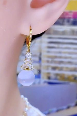 Micro-Inlaid Zircon Gradient Bead Drop Earrings - Light Luxury Fashion Jewelry for a Slim Face, Perfect for Everyday Wear