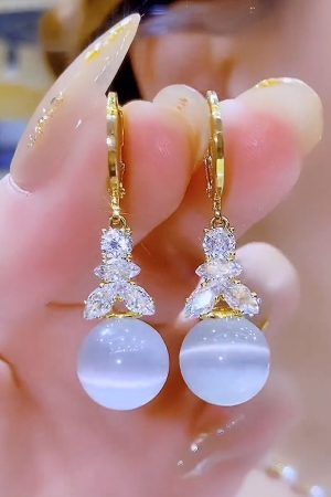 Micro-Inlaid Zircon Gradient Bead Drop Earrings - Light Luxury Fashion Jewelry for a Slim Face, Perfect for Everyday Wear