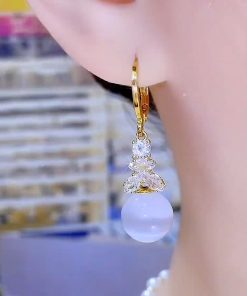 Micro-Inlaid Zircon Gradient Bead Drop Earrings - Light Luxury Fashion Jewelry for a Slim Face, Perfect for Everyday Wear