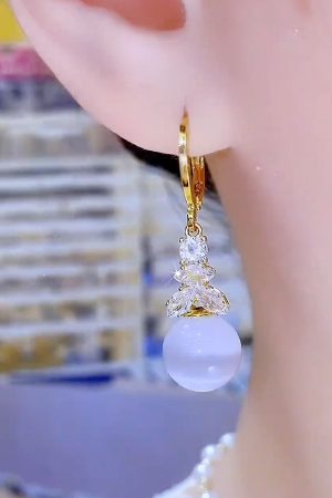 Micro-Inlaid Zircon Gradient Bead Drop Earrings - Light Luxury Fashion Jewelry for a Slim Face, Perfect for Everyday Wear