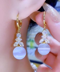 Micro-Inlaid Zircon Gradient Bead Drop Earrings - Light Luxury Fashion Jewelry for a Slim Face, Perfect for Everyday Wear