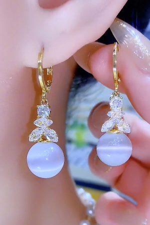 Micro-Inlaid Zircon Gradient Bead Drop Earrings - Light Luxury Fashion Jewelry for a Slim Face, Perfect for Everyday Wear