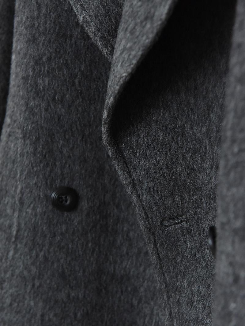 Mid-Length Double-Faced Wool Coat with Suit Collar - Yak Wool, Mulberry Silk, Australian Wool, Straight Loose Fit, Luxe Outerwear Mid-Length Double-Faced Wool Coat with Suit Collar - Yak Wool, Mulberry Silk, Australian Wool, Straight Loose Fit, Luxe Outerwear