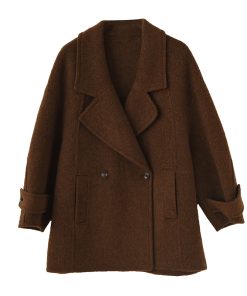 Mid-Length Double-Faced Wool Coat with Suit Collar - Yak Wool, Mulberry Silk, Australian Wool, Straight Loose Fit, Luxe Outerwear