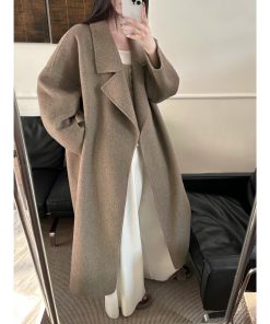 Mid-Length Double-Sided Wool Coat for Women â€“ High-End Autumn Winter Outerwear, Cozy & Stylish Fashion Essential