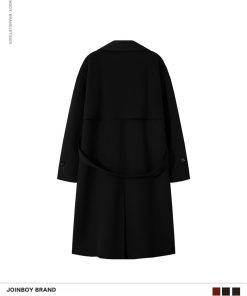 Mid-Length Double-Sided Woolen Trench Coat for Men - High-End Korean Style Cool Winter Red Outerwear