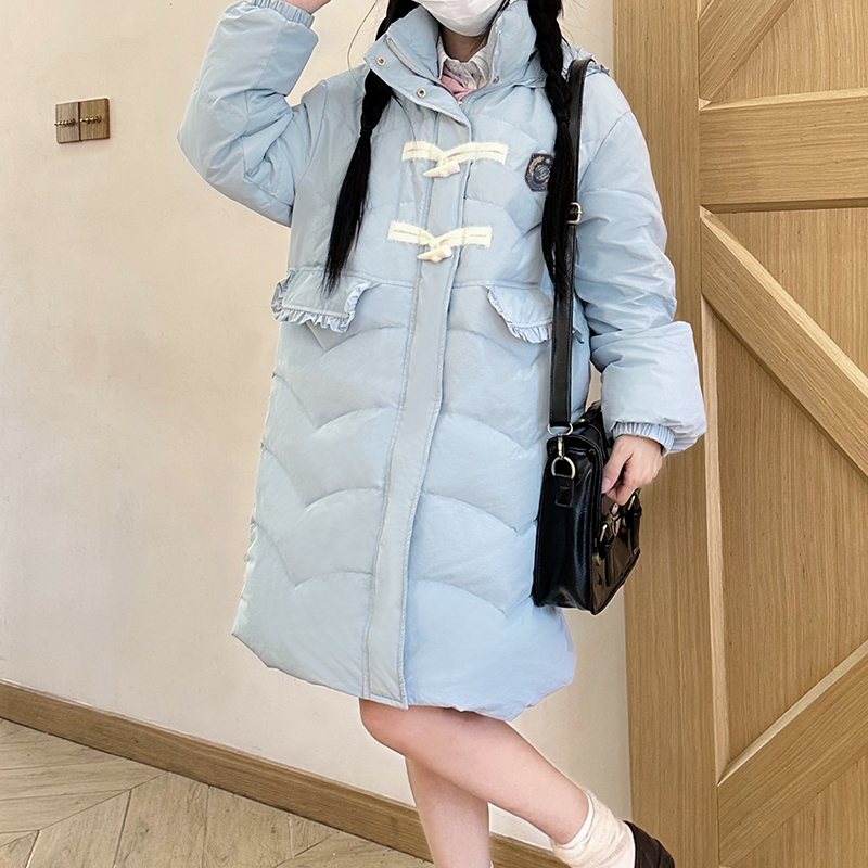 Mid-Length Loose Duck Down Coat with Toggle Buttons - Thick Winter Jacket for Petite Sizes, Perfect for Cold Weather Style Mid-Length Loose Duck Down Coat with Toggle Buttons - Thick Winter Jacket for Petite Sizes, Perfect for Cold Weather Style
