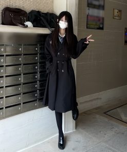 Mid-Length Pudding Bear JK Uniform Coat for Women, Autumn Short Style, High-End British College Trench for Petite Sizes