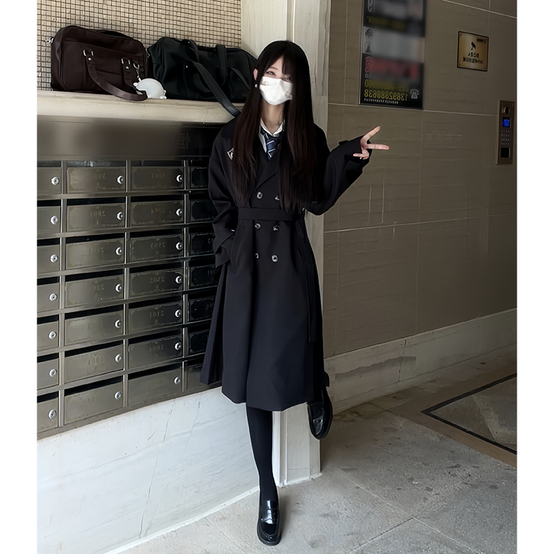 Mid-Length Pudding Bear JK Uniform Coat for Women, Autumn Short Style, High-End British College Trench for Petite Sizes Mid-Length Pudding Bear JK Uniform Coat for Women, Autumn Short Style, High-End British College Trench for Petite Sizes