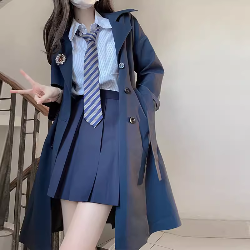 Mid-Length Pudding Bear JK Uniform Coat for Women, Autumn Short Style, High-End British College Trench for Petite Sizes Mid-Length Pudding Bear JK Uniform Coat for Women, Autumn Short Style, High-End British College Trench for Petite Sizes