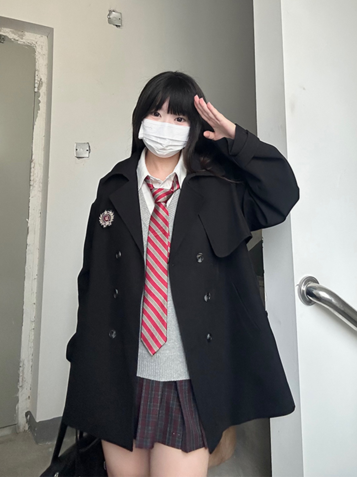 Mid-Length Pudding Bear JK Uniform Coat for Women, Autumn Short Style, High-End British College Trench for Petite Sizes Mid-Length Pudding Bear JK Uniform Coat for Women, Autumn Short Style, High-End British College Trench for Petite Sizes