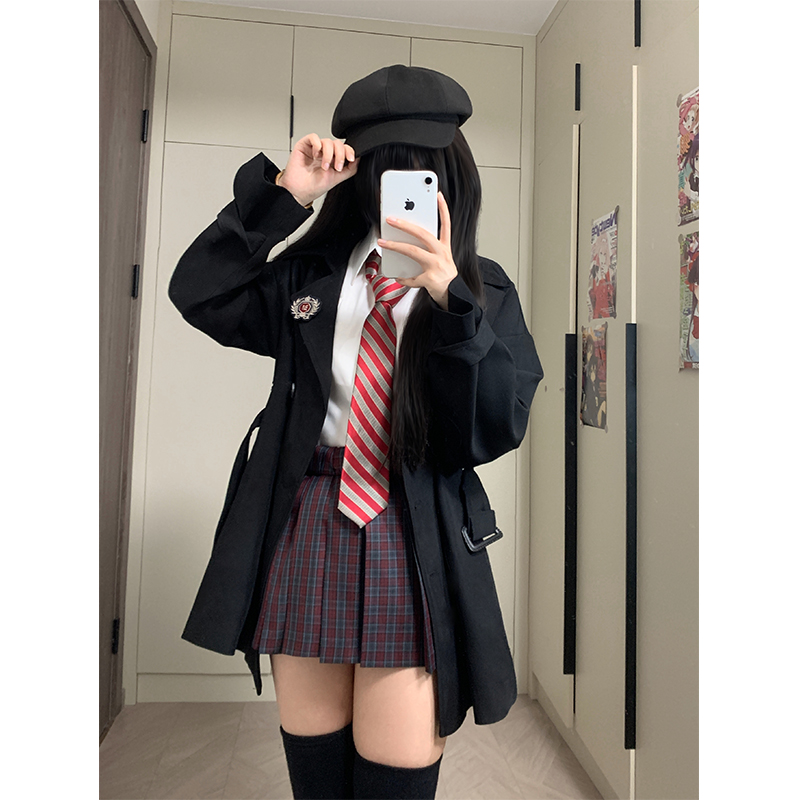 Mid-Length Pudding Bear JK Uniform Coat for Women, Autumn Short Style, High-End British College Trench for Petite Sizes Mid-Length Pudding Bear JK Uniform Coat for Women, Autumn Short Style, High-End British College Trench for Petite Sizes