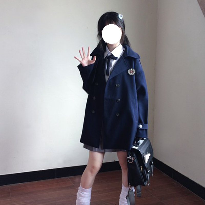 Mid-Length Pudding Bear JK Uniform Coat for Women, Autumn Short Style, High-End British College Trench for Petite Sizes Mid-Length Pudding Bear JK Uniform Coat for Women, Autumn Short Style, High-End British College Trench for Petite Sizes