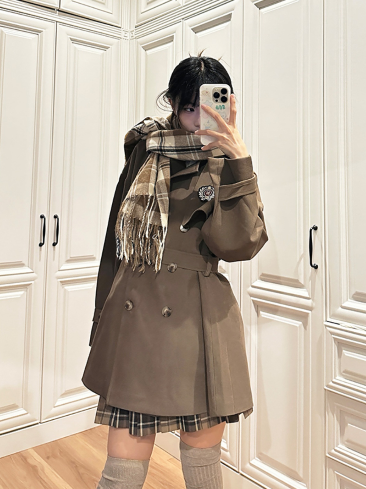 Mid-Length Pudding Bear JK Uniform Coat for Women, Autumn Short Style, High-End British College Trench for Petite Sizes Mid-Length Pudding Bear JK Uniform Coat for Women, Autumn Short Style, High-End British College Trench for Petite Sizes