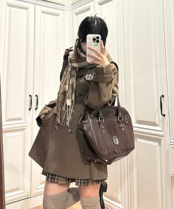 Mid-Length Pudding Bear JK Uniform Coat for Women, Autumn Style, Short Version, High-End British Fashion for Petite Figures