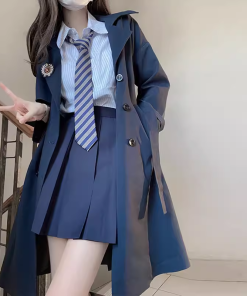 Mid-Length Pudding Bear JK Uniform Coat for Women, Autumn Style, Short Version, High-End British Fashion for Petite Figures