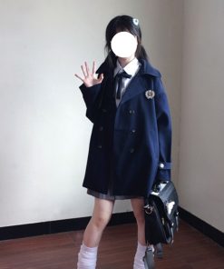Mid-Length Pudding Bear JK Uniform Coat for Women, Autumn Style, Short Version, High-End British Fashion for Petite Figures