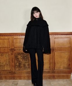 Mid-Length Woolen Cape Coat for Women - High-End Feel, Stylish Outerwear, Perfect for Fall and Winter Fashion