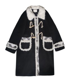 Mid-Length Woolen Coat for Women - 2025 Winter Black and White Plaid JK Uniform Style, Thick Woolen Suit