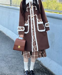 Mid-Length Woolen Coat for Women - 2025 Winter Black and White Plaid JK Uniform Style, Thick Woolen Suit