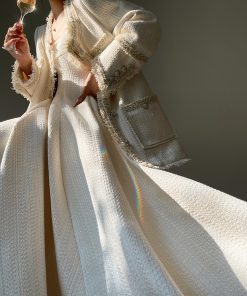 Mid-Length Woven Boucle Coat for Women - High-End Autumn Winter Fashion Outerwear, Chic Layering Piece