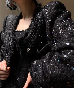 Mid-Length Woven Boucle Coat for Women - High-End Autumn Winter Fashion Outerwear, Chic Layering Piece