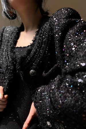 Mid-Length Woven Boucle Coat for Women - High-End Autumn Winter Fashion Outerwear, Chic Layering Piece